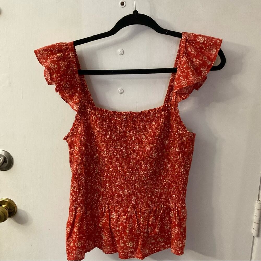 Madewell Lucie Smocked Floral Peplum Top 14 Boho Costal Cowgirl Cottagecore NEW